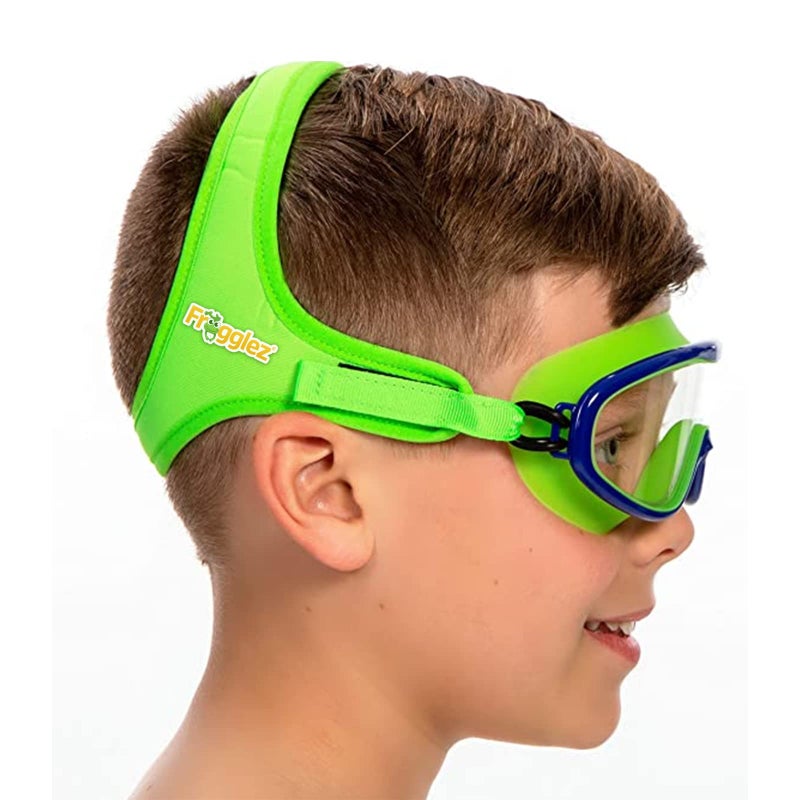 Frogglez Youth Wide View Anti-Fog Crystal Clear Swim Goggle Mask for Kids under 10 (Ages 4-10) Recommended by Parents; Premium Pain-Free Strap, Green - Image 1